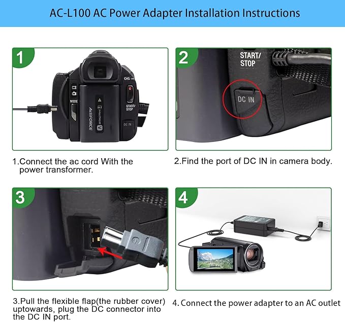 AC-L100 for Sony Handycam Camcorder Charger Cord Power Supply Adapter, fit for Sony Hi8 DCR TRV128 TRV103 TRV130 TRV150,