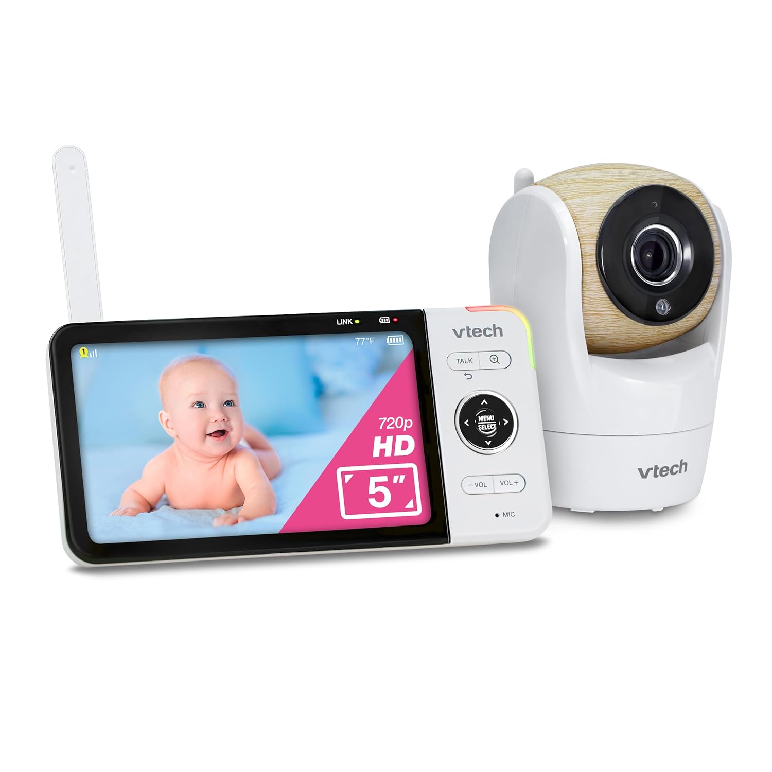 VTech VM928HD Baby Monitor, 5" 720p Screen, Pan-Tilt-Zoom, 110 Wide-Angle View, HD Night Vision, Up to 1000ft Range, Sec
