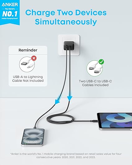 iPhone 16 Charger, 2-Pack 20W Fast USB C Charger Block, for iPhone 16/16 Pro Max/15 Series/iPad Pro and More (Black, 2 P iPhone 16 Charger, 2-Pack 20W Fast USB C Charger Block, for iPhone 16/16 Pro Max/15 Series/iPad Pro and More (Black, 2 P
