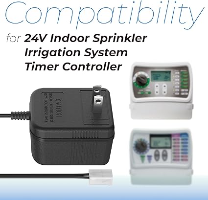 Sprinkler System Power Supply Transformer 24V 300mA Irrigation Timers System Power Cord Replacement Part AC Adapter Char