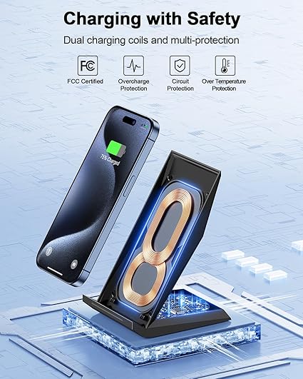 Fast Wireless Charger, 15W Qi Certified Wireless Charging Stand Compatible iPhone 16/15/15 Pro/15 Plus/15 Pro Max/14/14 Fast Wireless Charger, 15W Qi Certified Wireless Charging Stand Compatible iPhone 16/15/15 Pro/15 Plus/15 Pro Max/14/14
