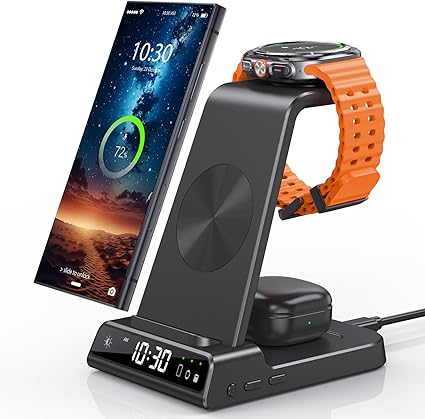 Wireless Charger for Samsung Charging Station, 3 in 1 Android Phone Wireless Charger for Samsung Galaxy S25 Ultra/S24 Ul