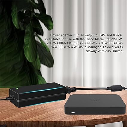 54V Power Supply 54Vdc Power Adapter for use with Cisco Meraki Z3 Z3-HW 600-53010 Z3C Z3C-HW Z3C-HW-WW Cloud Managed Tel