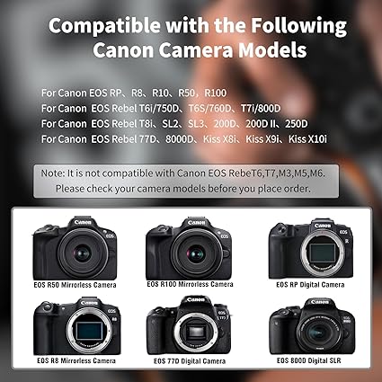 for Canon R50 Dummy Battery ACK-E18 AC Power Supply Adapter DR-E18 DC Coupler Kit for Canon EOS Rebel R50 R100 RP T6i T7