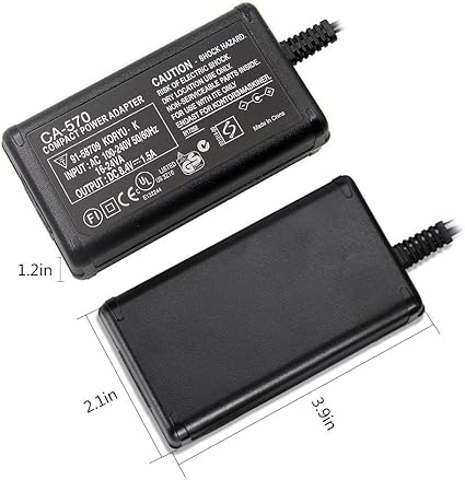 CA-570 AC Adapter Charger Compatible with Canon XA25, XA10, XA-20, XA30, HG20, XH-A1, XA-30, HF M31 HF S10 Vixia HF100,