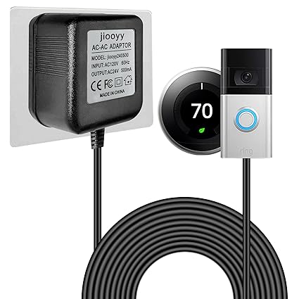 24 Volt Doorbell Power Adapter - 16.4ft Long C Wire Adapter, Doorbell Transformer Fits Ring, Nest Hello, Wyze, Eufy Vide
