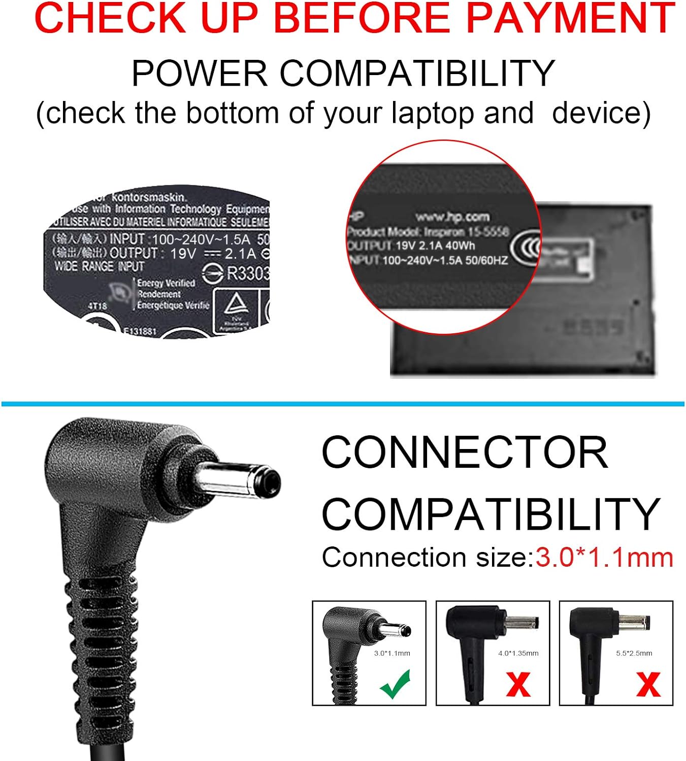 40W AC Charger for Samsung Galaxy View SM-T670 T677 18.4inches Tablet Connectivity Technology Barrel Connector Connecto