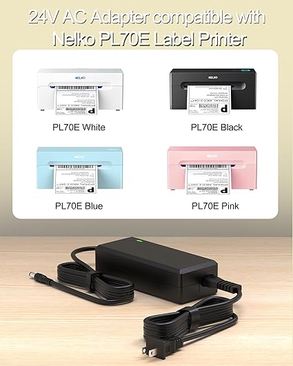 24V Power Supply Compatible with Nelko PL70E Bluetooth Thermal Shipping Label Printer Power Adapter Compatible with Nelk