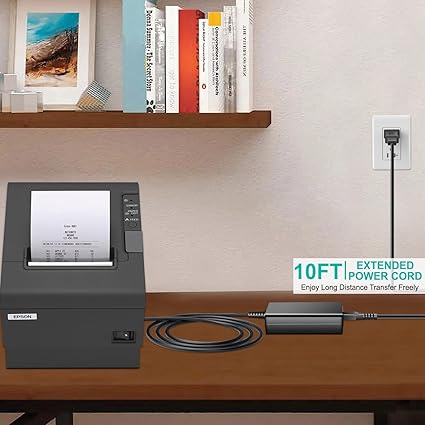 24v (3-pin) Ac Dc Adapter Compatible with Epson POS Thermal POS ReadyPrint Thermal Receipt Printer (C31CD52062) Replacem