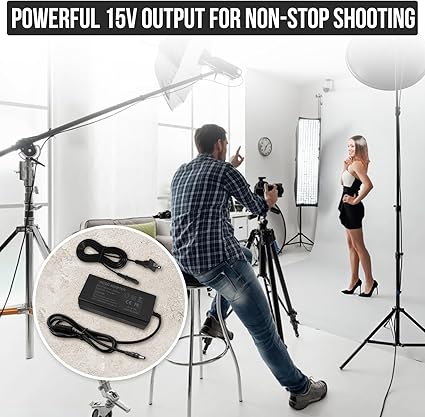 15V DC Power Adapter for GVM LED Video Light Panel, Compatible with 520S 560AS 672S 680RS 480LS 480LSG 29W 800D 800D-RGB