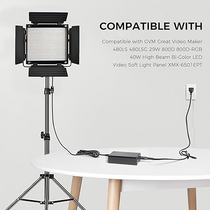 15V 4A 3A Video Light Power Cord Adapter Compatible with GVM Great Videq Maker DC-625-1530 DC6251530 DC-6251530 DC625-15