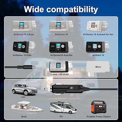 for Resmed Airsense 10 DC Adapter Converter 12V Power Cord for Air Sense S10 AirCurve 10 BiPAP Machine 370006 370001 372
