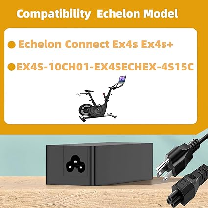 Power Cord for Echelon Spin Exercise Bike Compatible with Echelon Connect EX-4S EX4S+ EX4S EX4S-10 CH01-EX4s ECHEX-4S15C