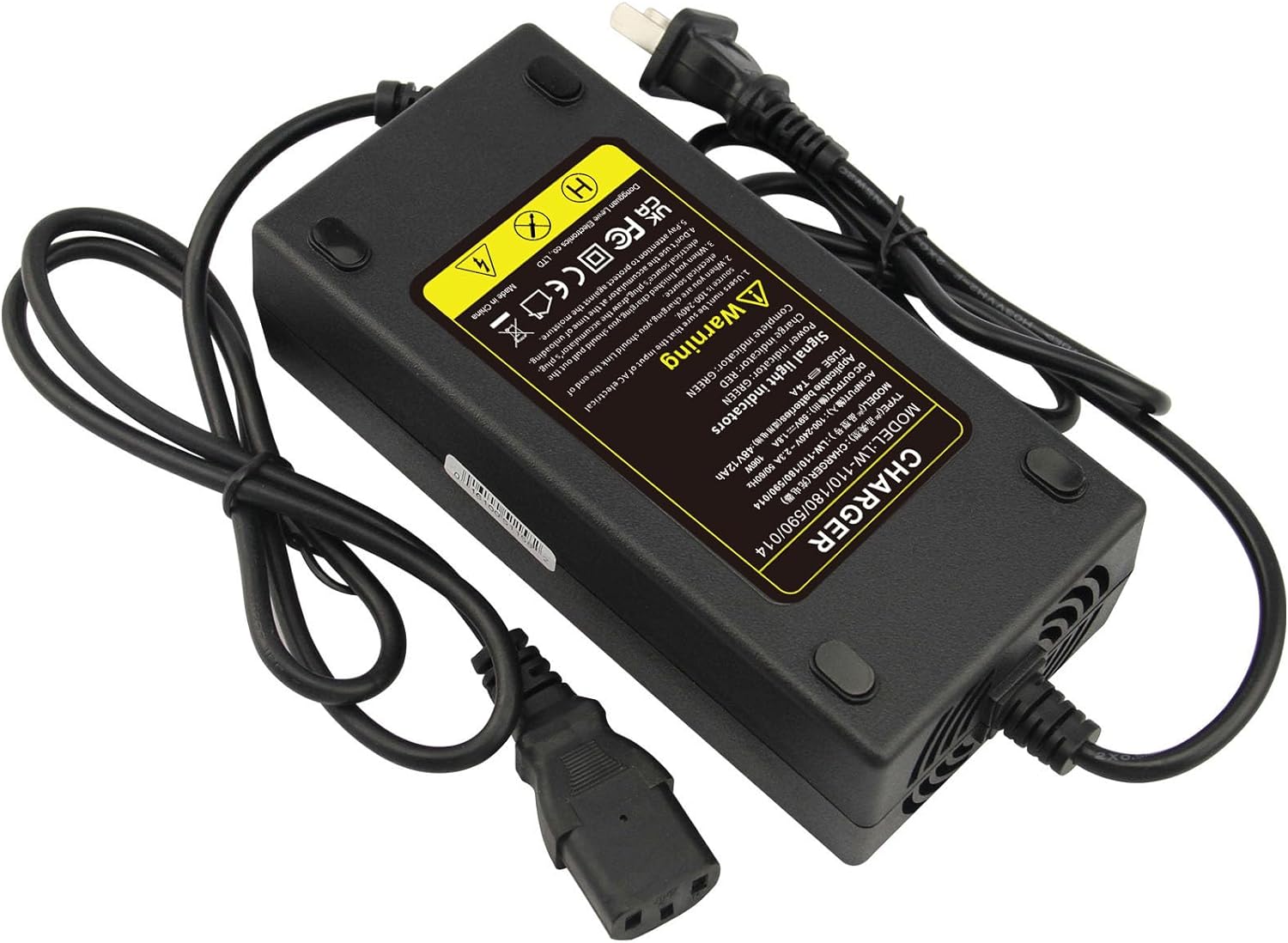 48V 12AH Lead Acid Battery Charger for Electric Bicycle Motor Bike - 3 Holes Plug AC Adapter Battery Cell Composition L