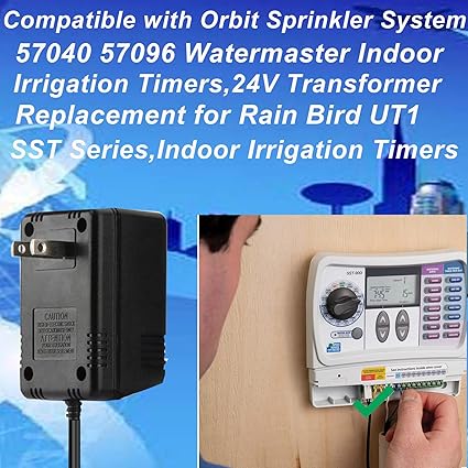 24VAC750mA AC Adapte Compatible with Orbit Sprinkler System 57040 57096 Watermaster Indoor Irrigation Timers,24V Transfo