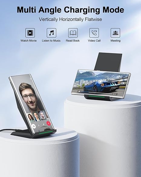 Fast Wireless Charger, [2 Pack] Qi Certified Wireless Charging Stand Compatible iPhone 16/16 Pro/16 Pro Max/15/14/13/12