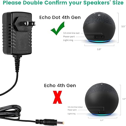 Power Cord Replacement for Echo Dot 4th Generation (and Kids Edition 2020), Alexa Echo Dot 3rd Generation (and Kids Edit