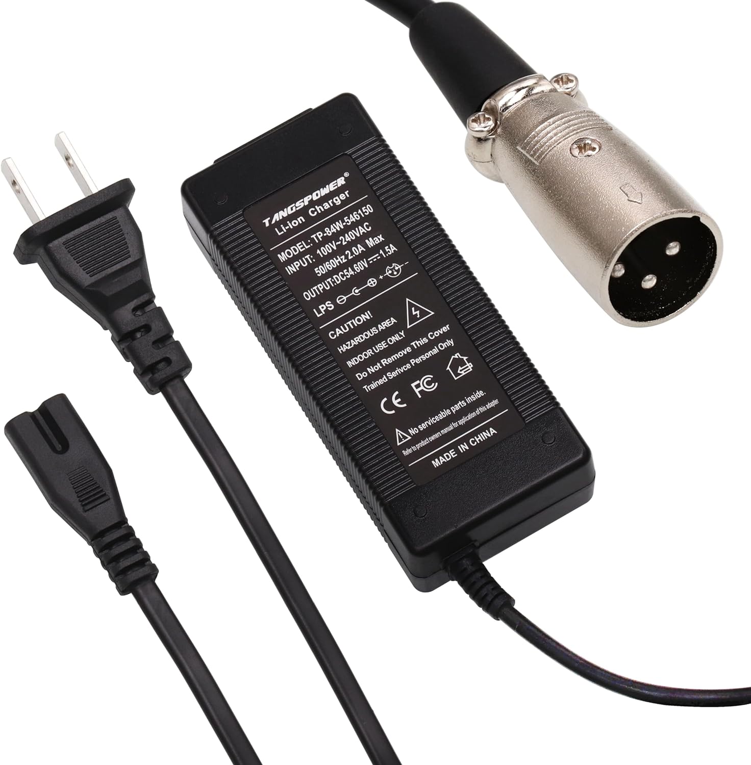 48V Charger Output 54.6V 1.5A Ebike Charger 48V 3-pin XLR Male Plug for 48volt Electric Bike Charger 13S Lithium Battery