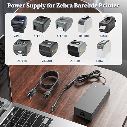 24V Charger for Zebra Barcode Printer Power Supply for Zebra ZD410 ZD420 ZD500 ZD510 ZD620 ZP450 ZP500 GX430d GX430T GX4