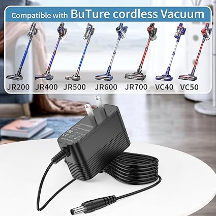 Charger for BuTure Cordless Vacuum, 31V Power Cord for BuTure JR200 JR400 JR500 JR600 JR700 VC40 VC50 25.9V 2.2Ah 2500mA