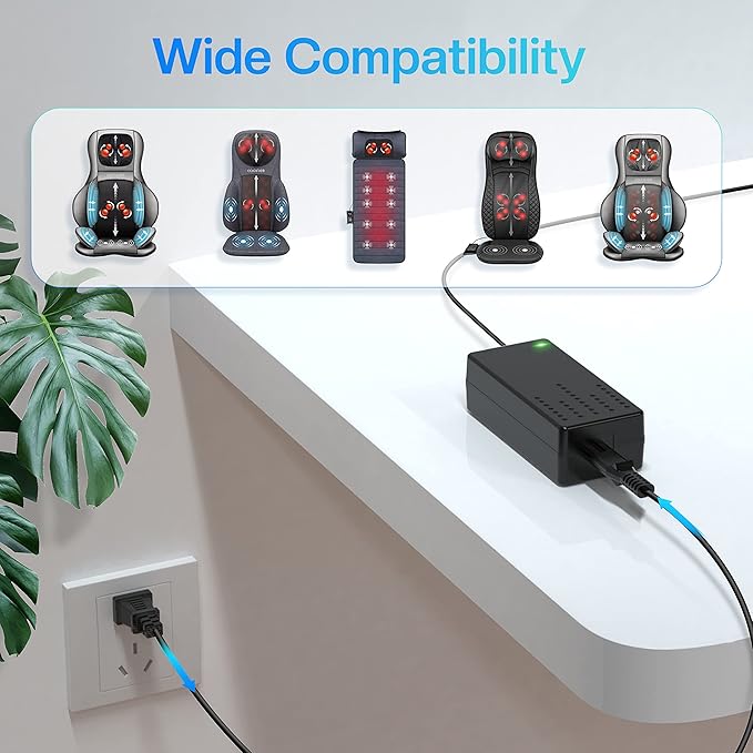 12V 4A Power Supply Adapter, Wall AC Home Adapter Charger Power Cord Compatible for Snailax,Nekteck,Comfier Back/Foot Ma