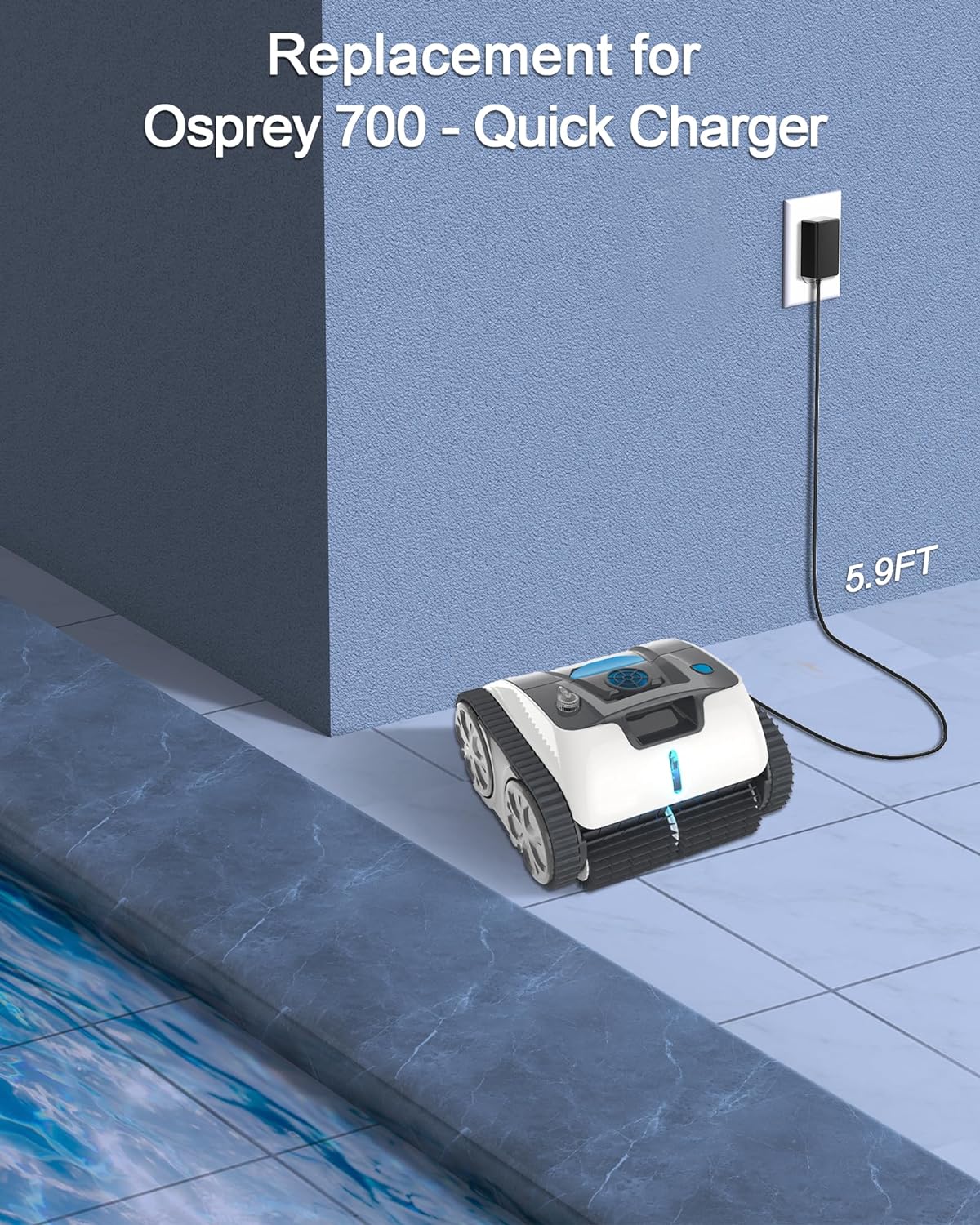 Replacement for WYBOT Osprey 700 Cordless Robotic Pool Cleaner Charger, 12.6V Charger for Osprey700 Connectivity Techno - Click Image to Close