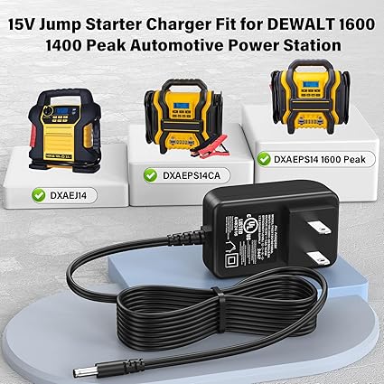 15V Jump Starter Charger for DeWalt DXAEPS14 1600 1400 Peak Portable Car Jump Starter Digital Air Compressor Power Stati