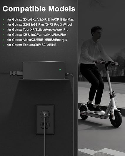 42V 2A for Gotrax Electric Scooter Charger – Compatible with GoTrax GXL V2, Apex, XR Ultra, for Go Trax Electric Scooter