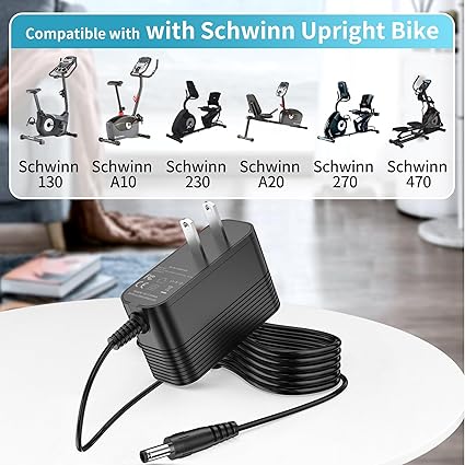 Power Cord for Schwinn Bike Charger Exercise Elliptical Recumbent Upright Trainer A10 A20 120 122 125 130 150 170 213 22