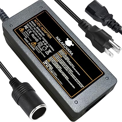 AC to DC Converter 110V to 12V 5A 60W Car Cigarette Lighter Adapter - Wall Plug Outlet Female Socket Converter - 110/120