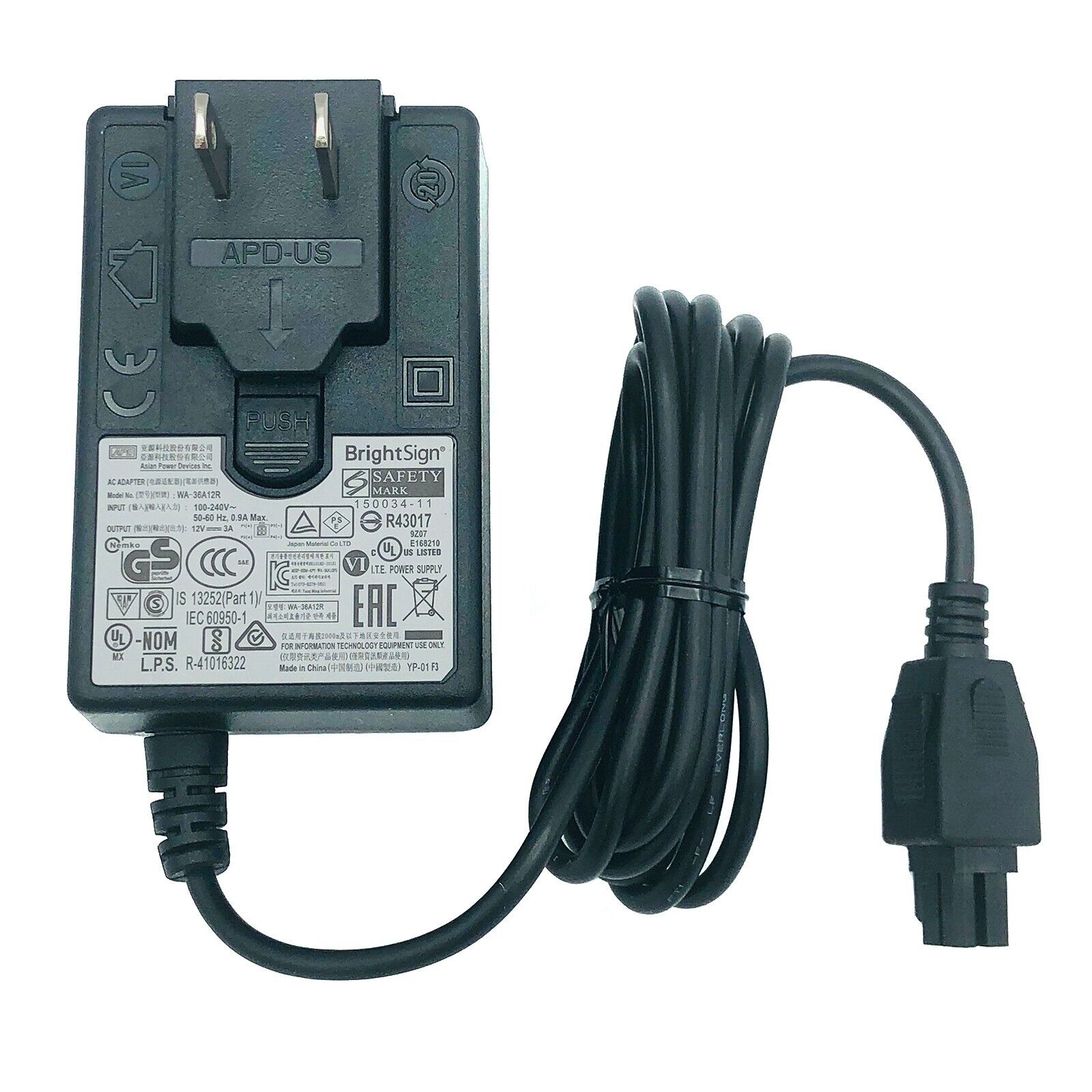 Genuine APD WA-36A12R 4-Pin Plug-In AC Adapter 12V 3A Power Supply 36Watt OEM Compatible Brand: Universal Connection