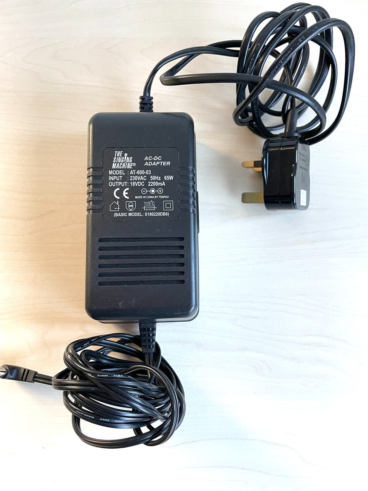 The Singing Machine AT-600-01 Karaoke Power Supply Adapter 65W 18V AC-DC UK Plug Brand The Singing Machine Type AT-600-