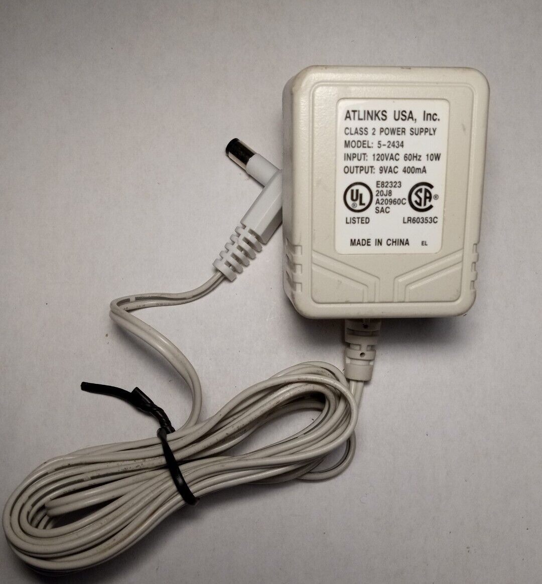 Atlinks USA 5-2434 Class 2 Power Supply 9VAC 400mA AC Adapter Charger Tested Brand: ATLINKS Type: Transformer Color: - Click Image to Close
