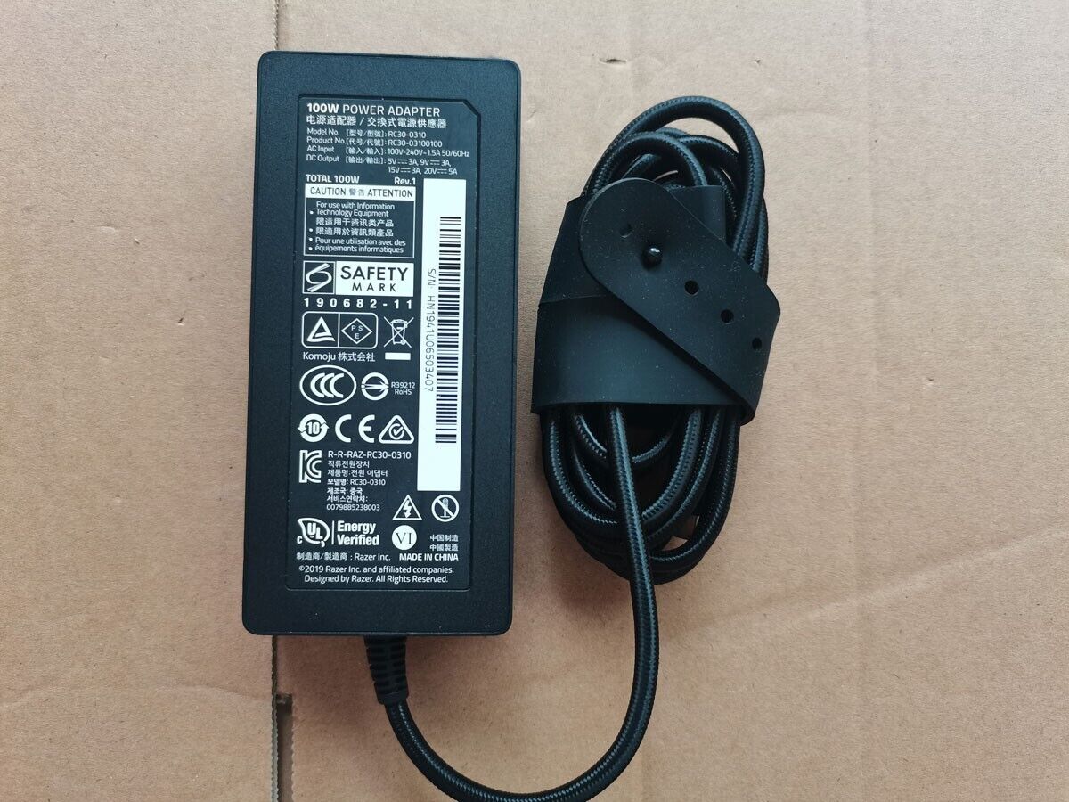 OEM 20V 5A USB-C RC30-0310 For Razer Blade RZ09-03101E72 Genuine 100W AC Adapter Compatible Brand For Razer Output Curr - Click Image to Close