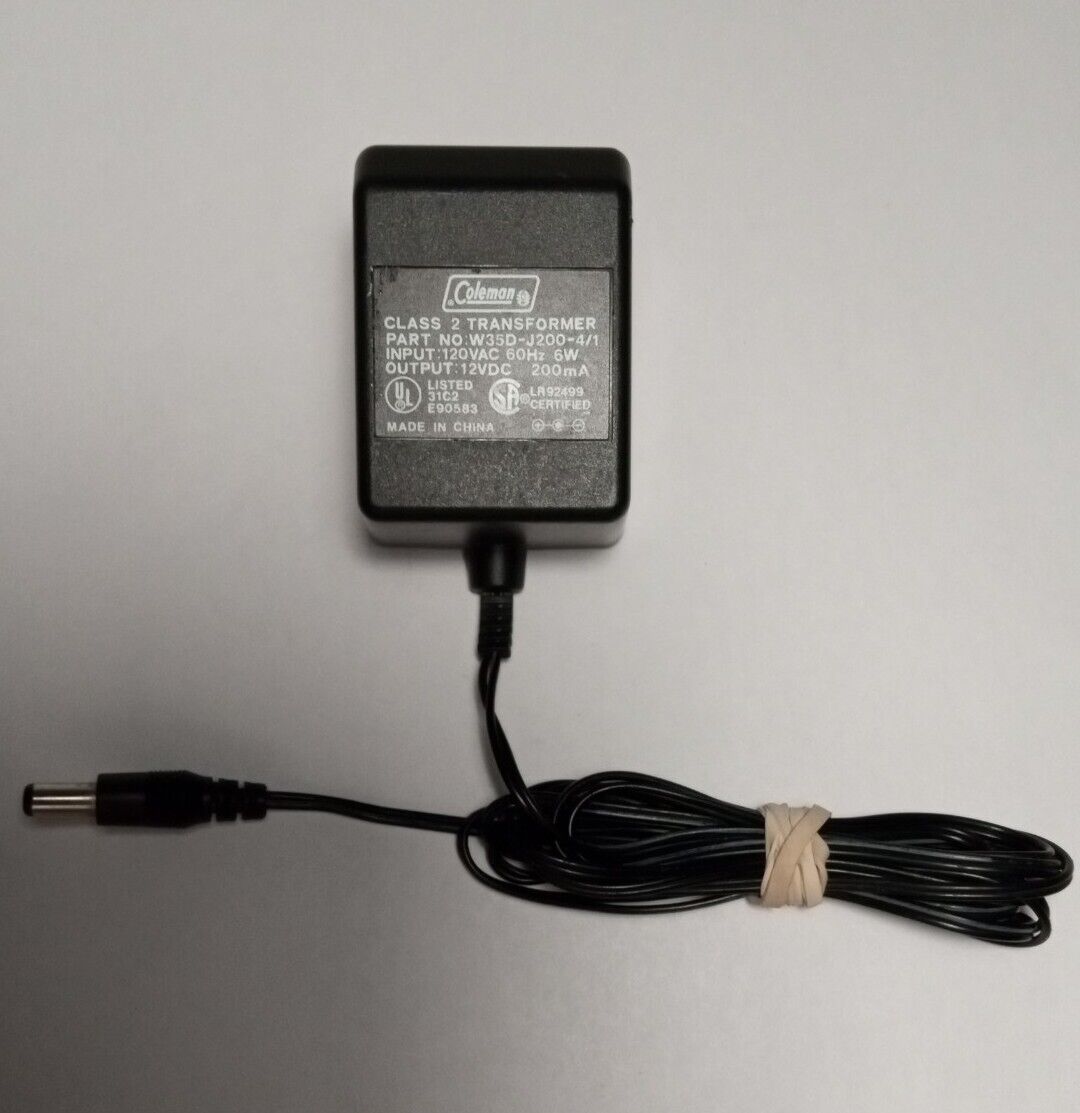 Coleman AC Adapter Power Supply W35D-J200-4/1 12V DC 200mA 6W Brand: Coleman Type: AC/AC Adapter Connection Split/Du