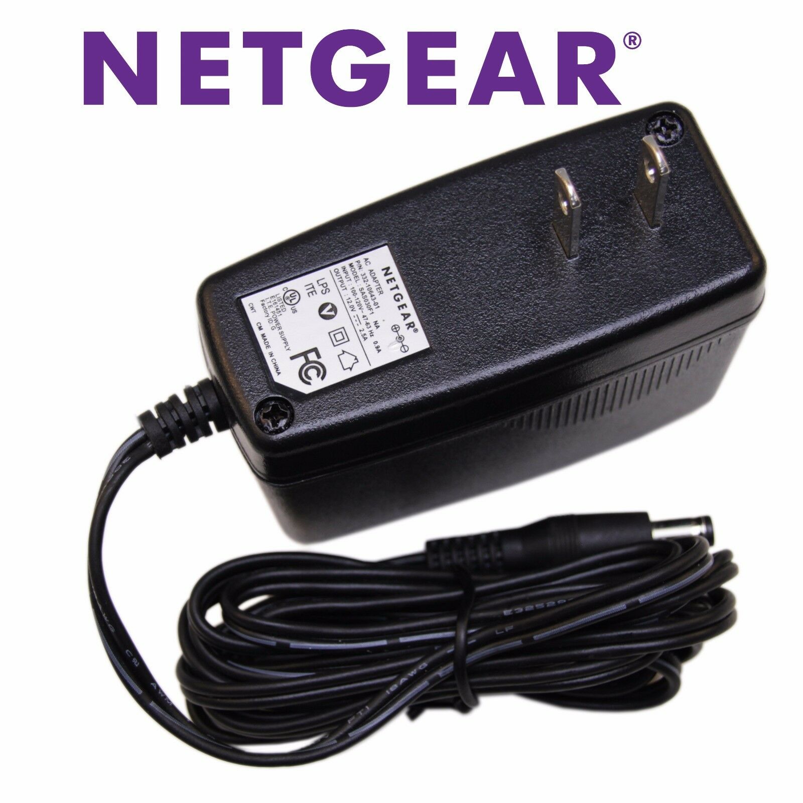 Genuine Netgear 12V AC Adapter Power Supply for Wireless Router Cable DSL Modem Output Voltage: 12V 2.5A P/N: 332-106 - Click Image to Close