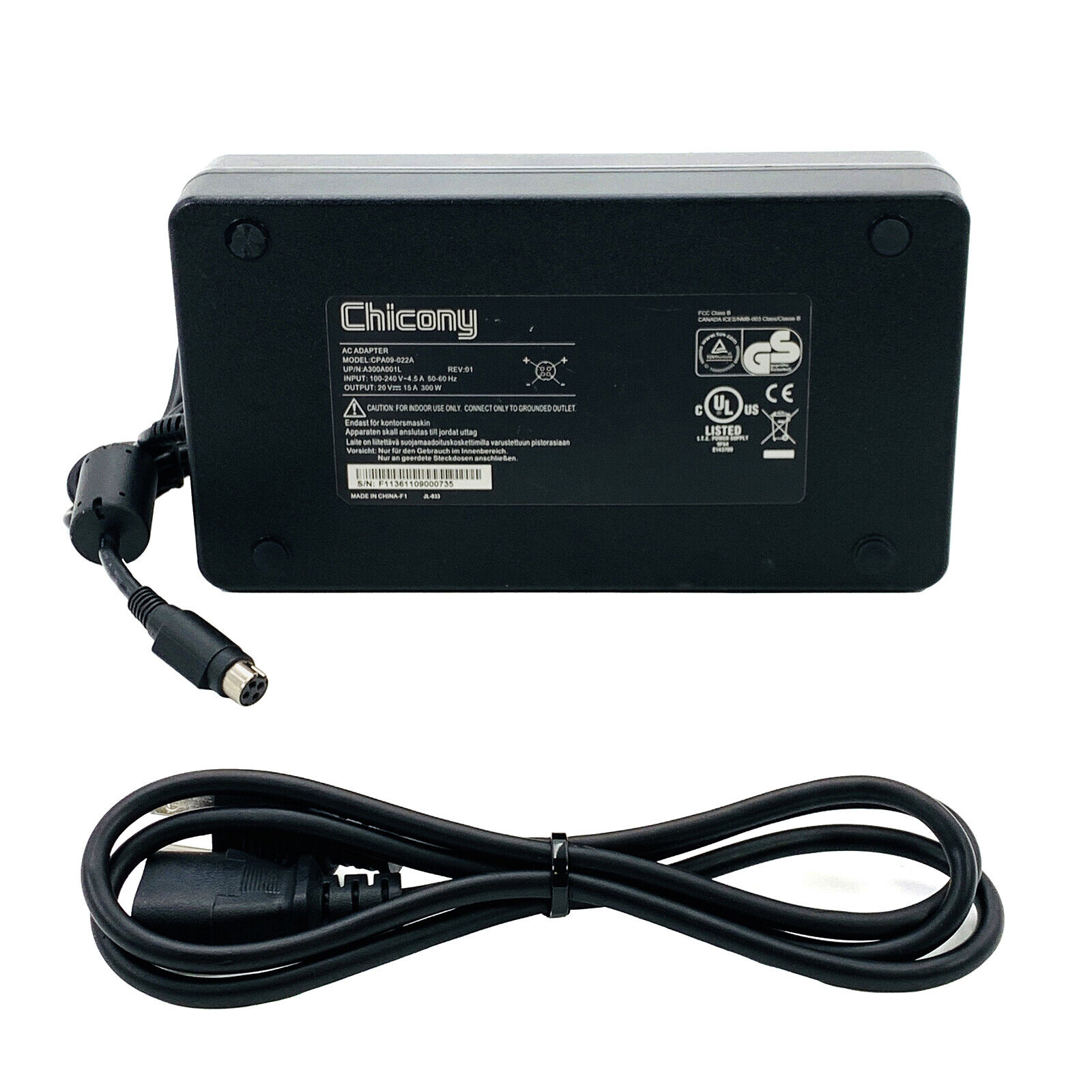 Genuine AC Power Supply Adapter for Clevo P370EM3 20V 15A 300W 4-pin w/PC OEM Compatible Brand: For Clevo, Universal