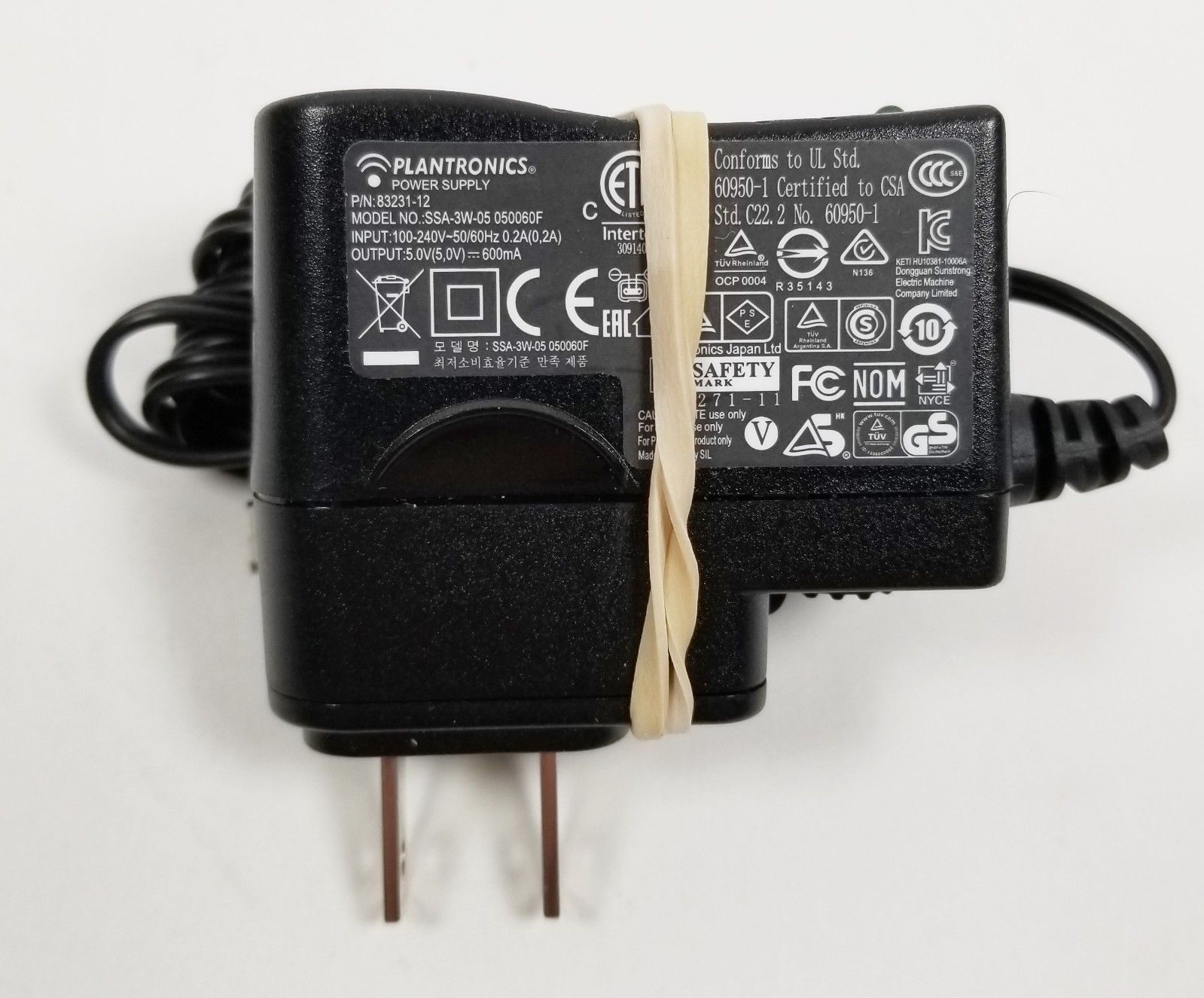 PLANTRONICS AC Adapter Power Supply Micro-USB 83231-12 SSA-3W-05 050060F Brand: Plantronics Style: Power Adapter MP - Click Image to Close