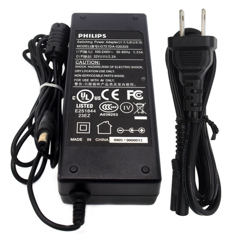 Philips G721DA-320220 32V 2.2A Switching Power Supply AC Adapter Charger Current Type: AC Country/Region of Manufactur - Click Image to Close