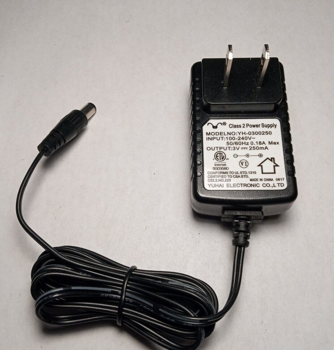 Yuhai Electronic AC Adaptor Class 2 Power Supply YH-0300250 3V 2500mA Brand: Yuhai Type: AC/DC Adapter Connector - Click Image to Close